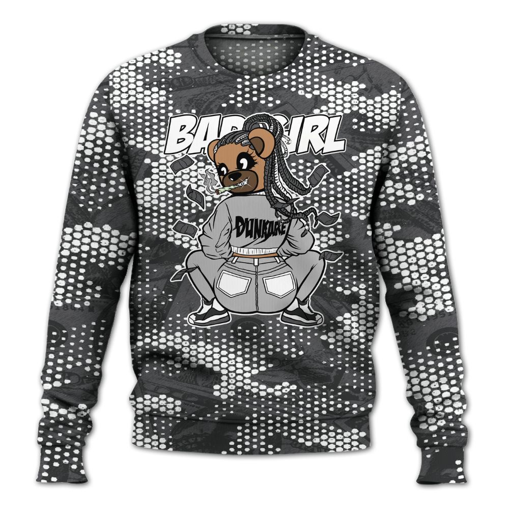 Sweatshirt To Match White Thunder 4s - Rebellious Girl Bear Banknotes Art All Over Print