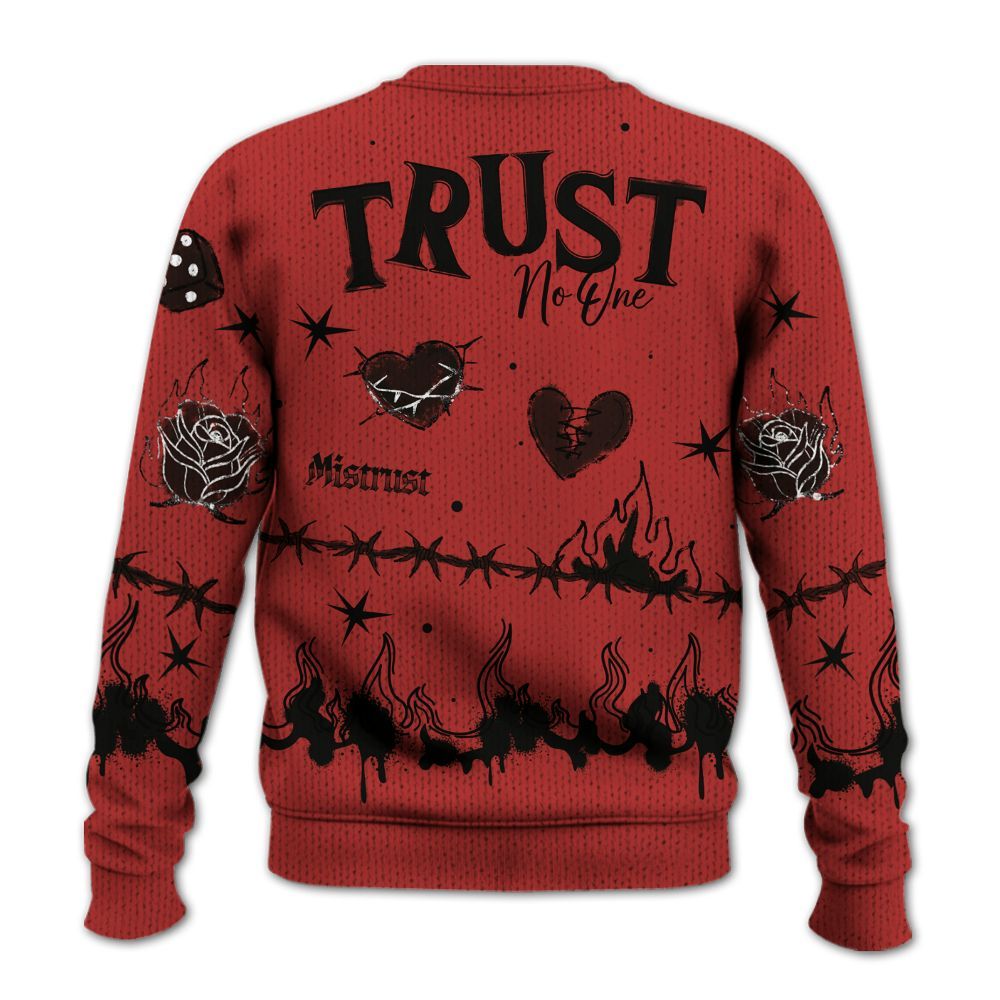 Knitted Sweater To Match Bred Reimagined 4s - Trust No One Snake-Bite Doodle Crayon