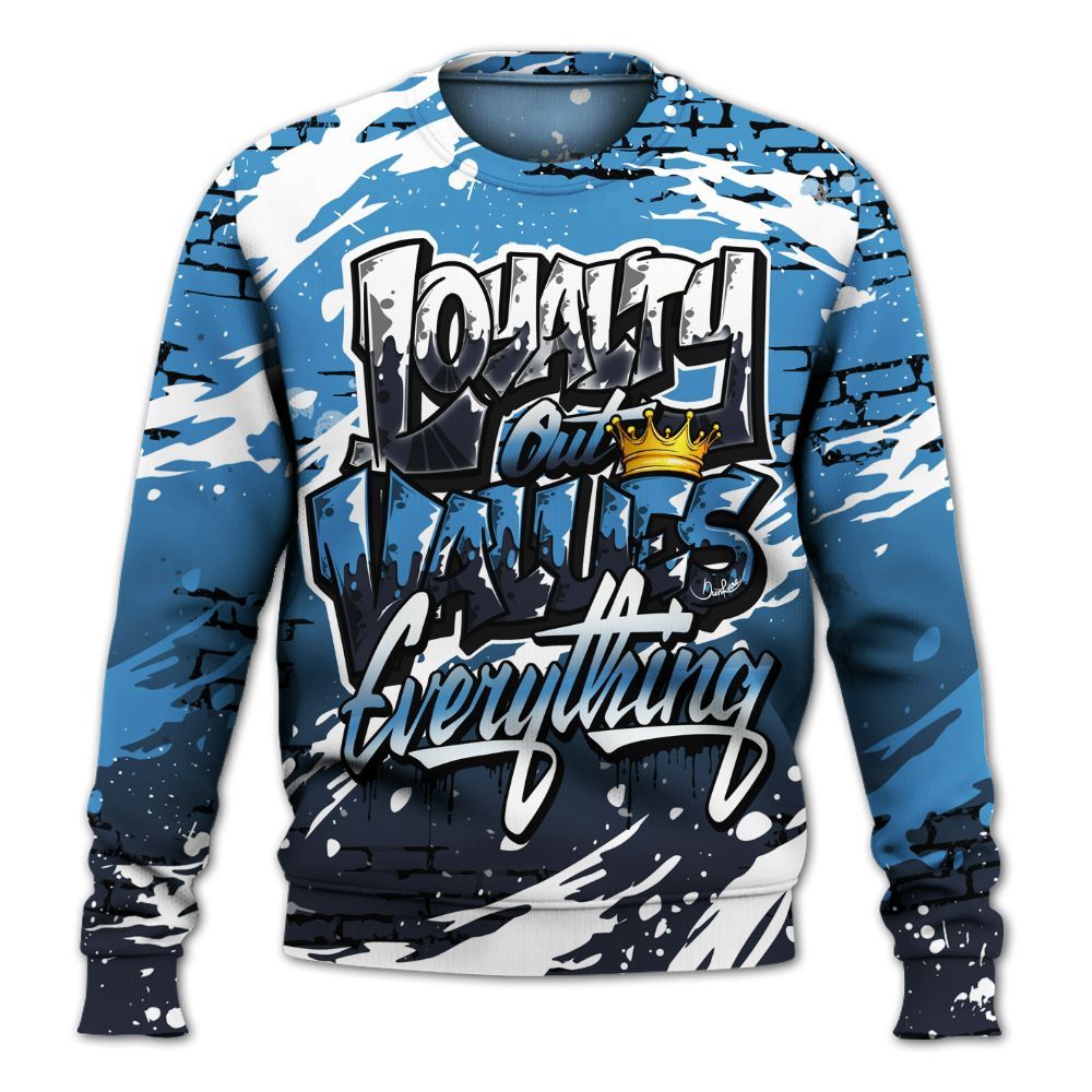 Sweatshirt To Match Low OG Obsidian 1s - Values Of Loyalty Drip All Over Print