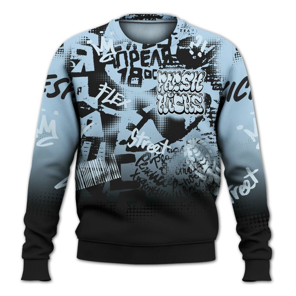 Sweatshirt To Match Foamposite One Psychic Blue - Fresh Kicks Bear Grunge All Over Print