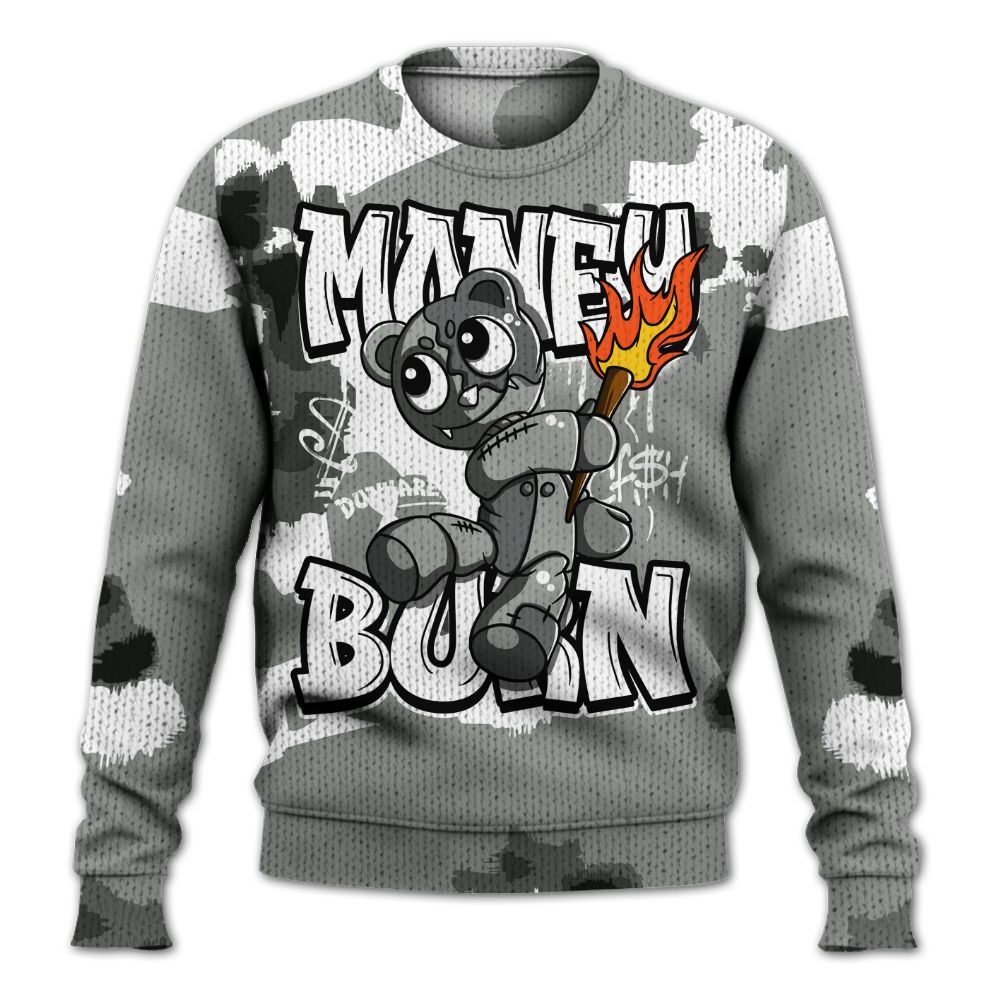 Knitted Sweater To Match Paris Cement Grey 4s - Money Burn Retro