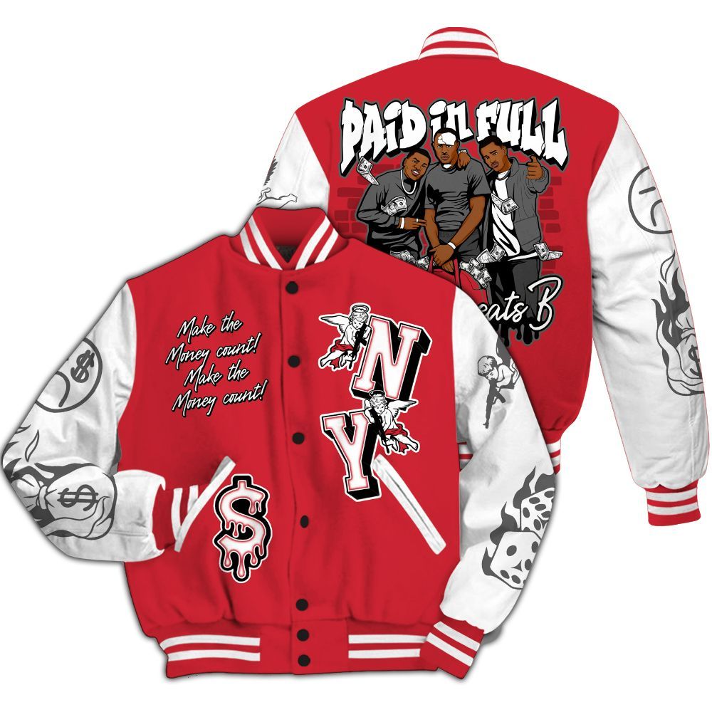 Varsity Jacket To Match Bunny 2025 8s - Paid In Full Money Graphic Varsity Jacket All Over Print