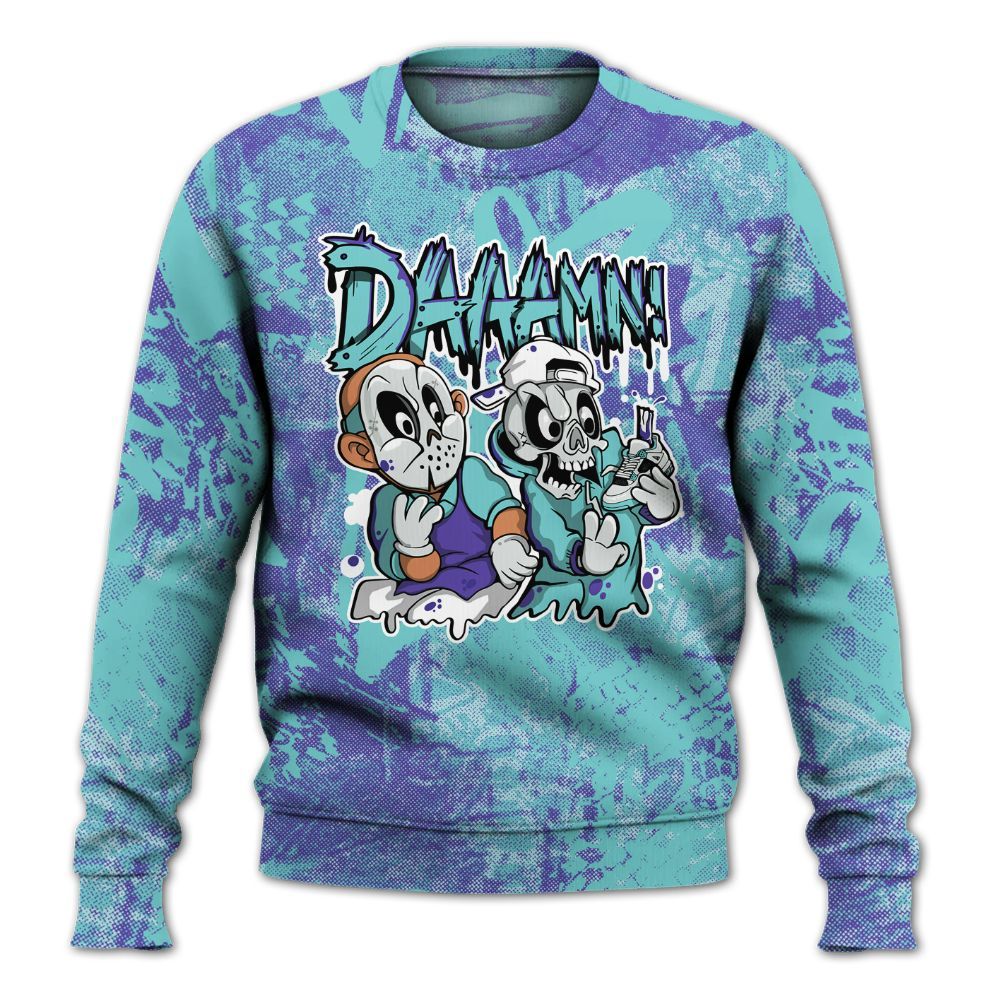 Sweatshirt To Match Low Hornets 1s - Damn Shoe Graphic Heart Grunge All Over Print