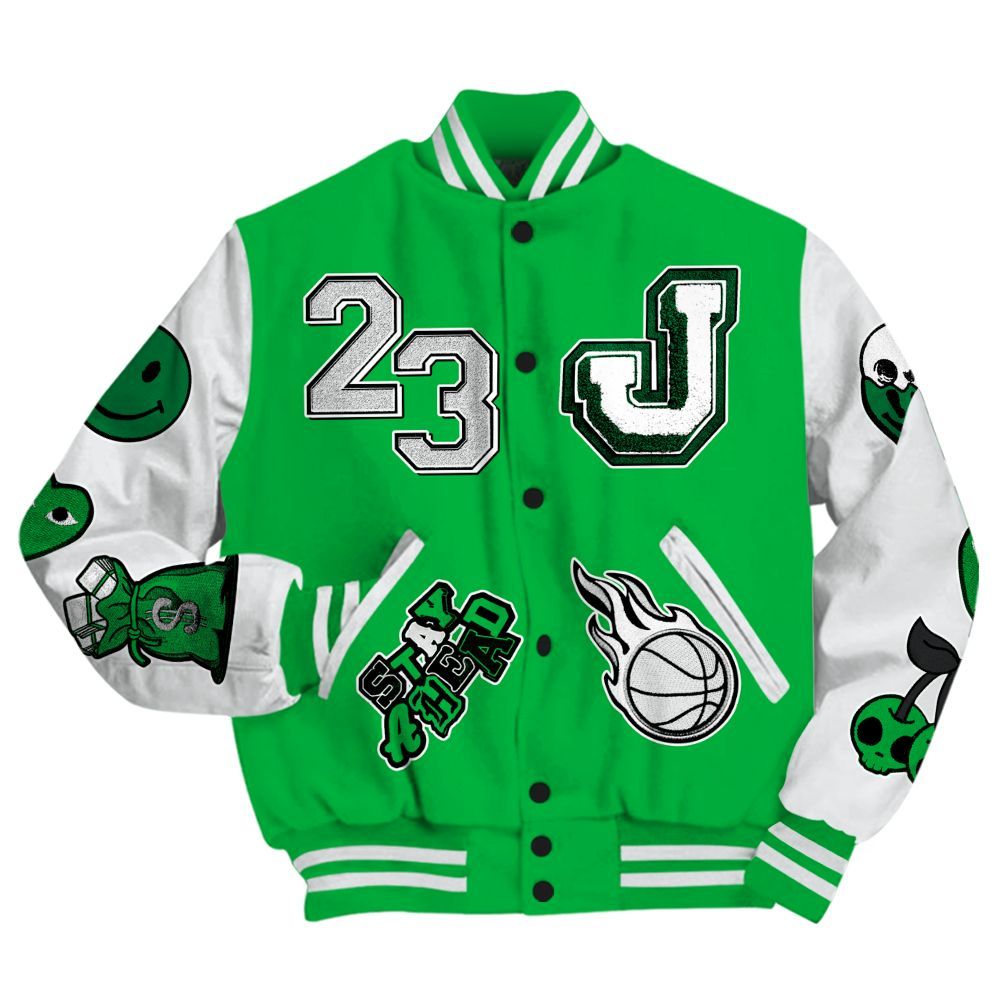 Varsity Jacket To Match Lucky Green 5s - Hustles Money Number 23 All Over Print