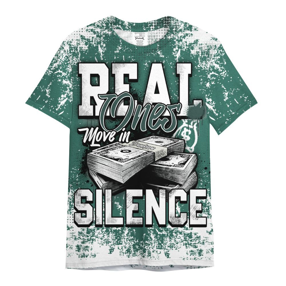 Shirt To Match RM Oxidized Green 4s - Move In Silence Money Street Retro All Over Print