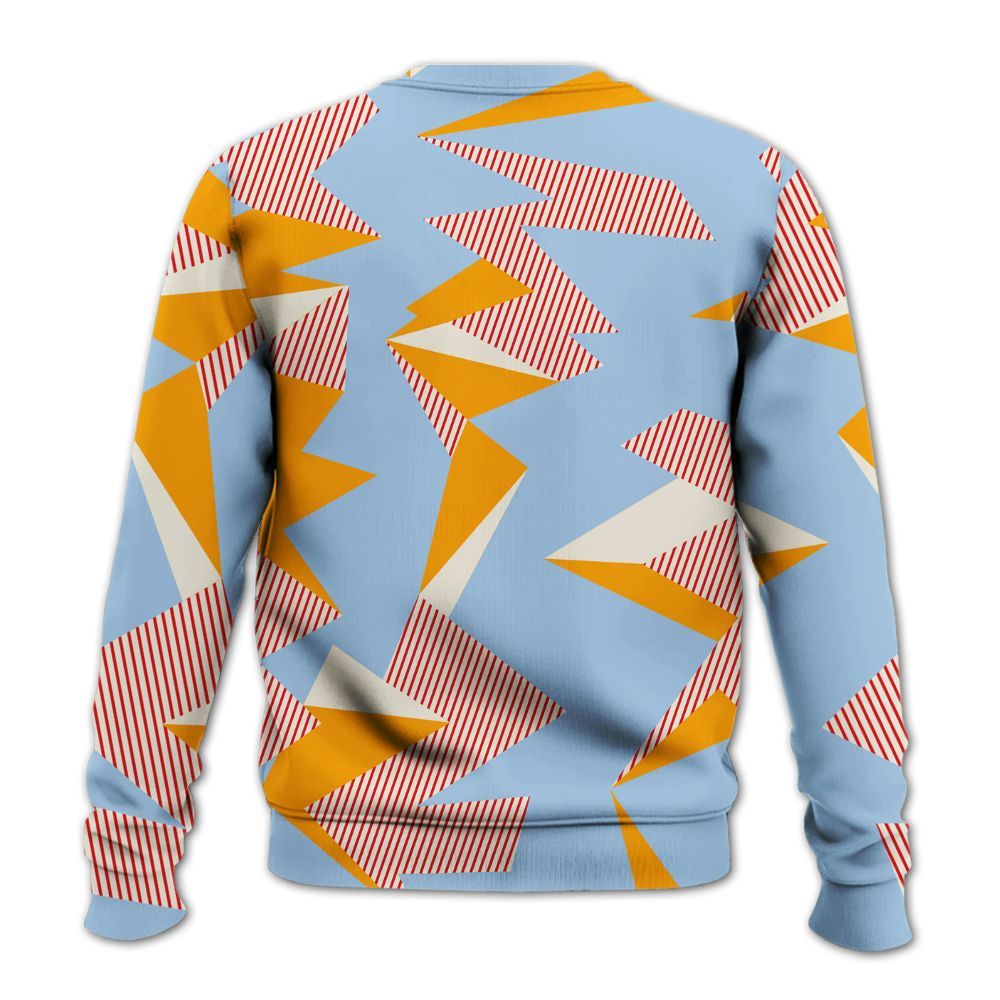 Sweatshirt To Match Retro High OG Pale Ivory Psychic Blue 1s - Geometric Camouflage Pattern All Over Print