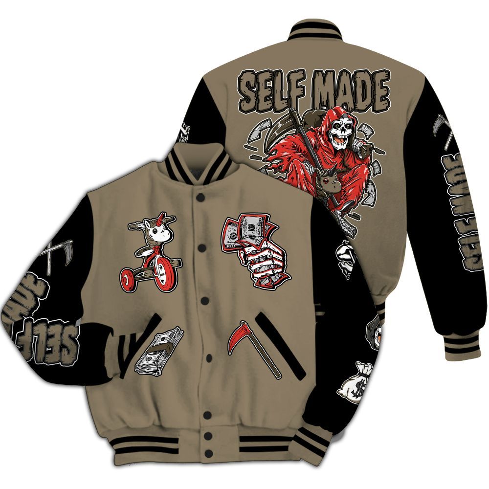 Varsity Jacket To Match Olive 9s - Self Make Skeleton All Over Print
