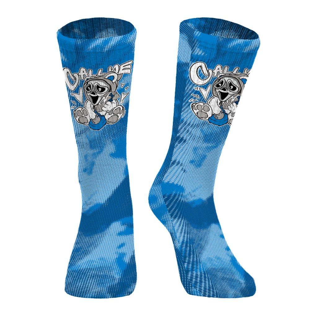 Sock To Match Military Blue 4s - Call Me Bear Halloween Abstract Halftone