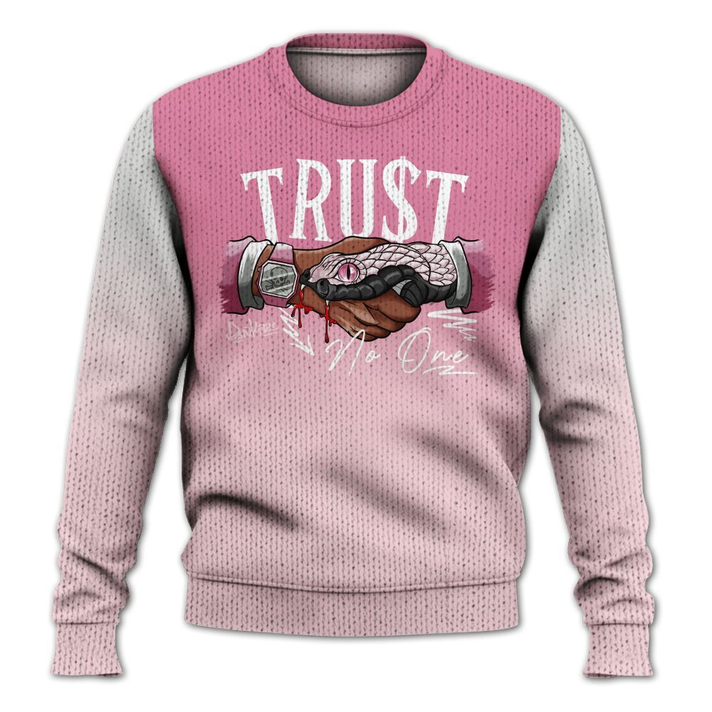 Sweater To Match GS Pearl Pink 12s Shirt, Snake Trust No One Drip Graphic