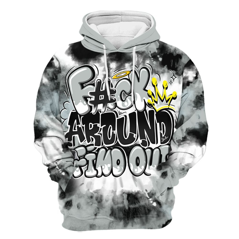 Hoodie To Match Black Wolf Grey 12s - Tie Dye FK Around Find Out All Over Print
