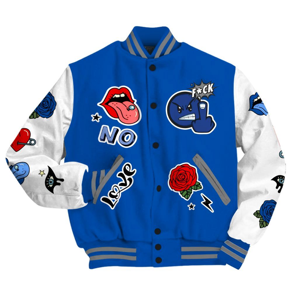 Varsity Jacket To Match Racer Blue 5s - FK Around Find Out All Over Print