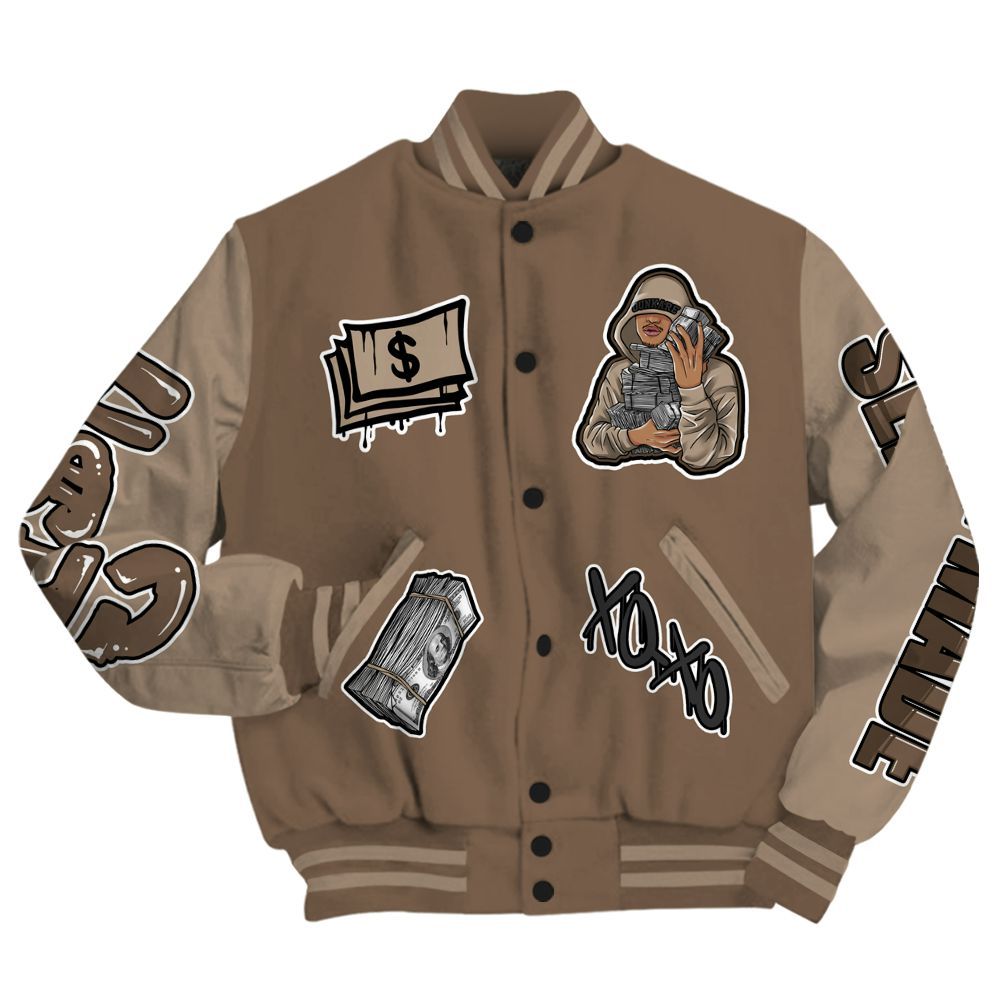 Varsity Jacket To Match Dark Mocha Jack - Selfmade Unique All Over Print