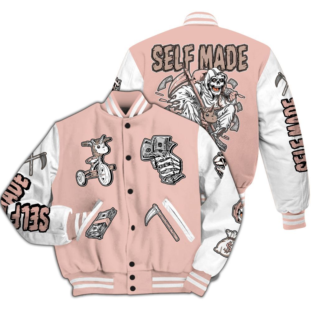 Varsity Jacket To Match Dunk Low Pink Velvet - Self Make Skeleton All Over Print
