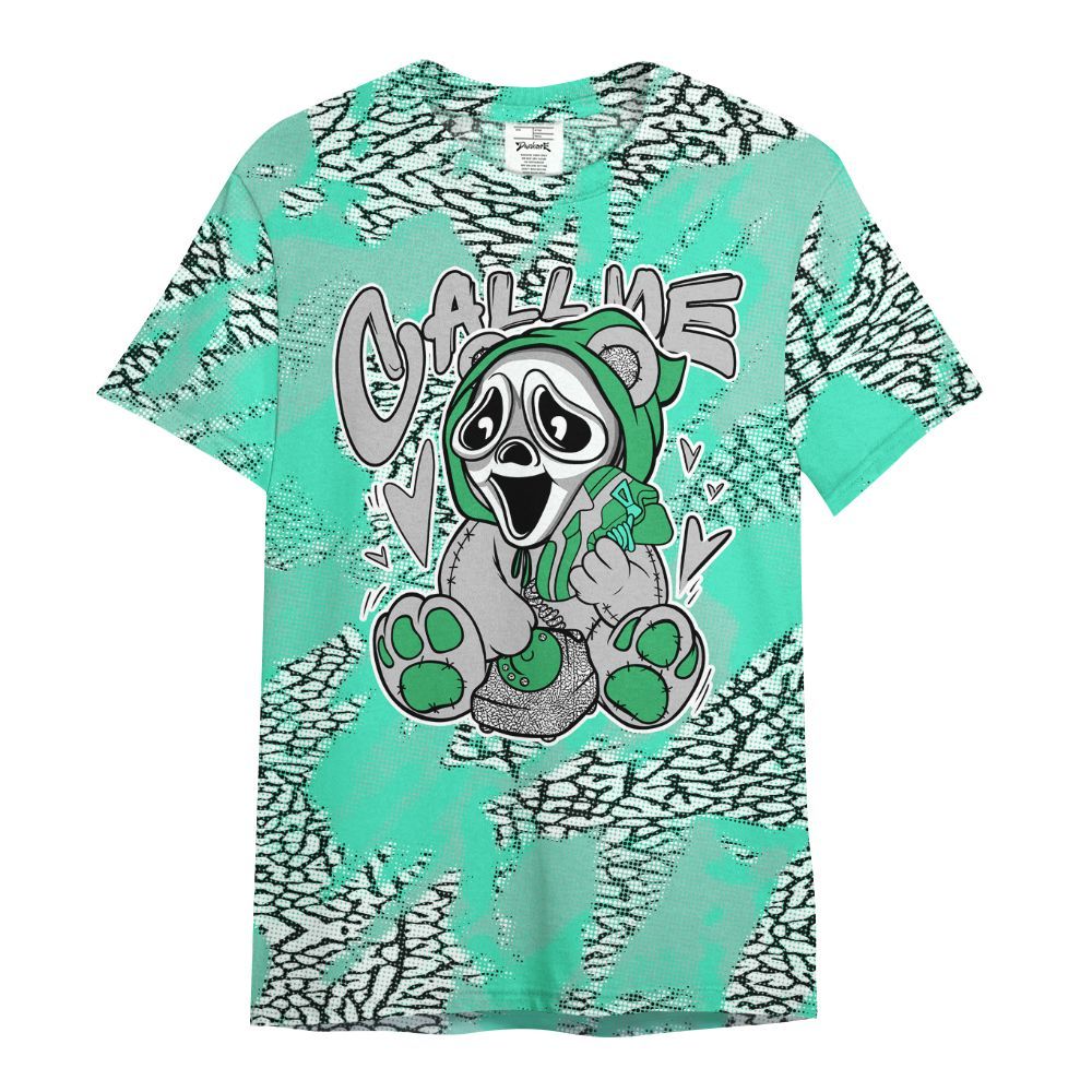 Shirt To Match Black Green Glow 3s - Call Me Bear Abstract Halftone All Over Print