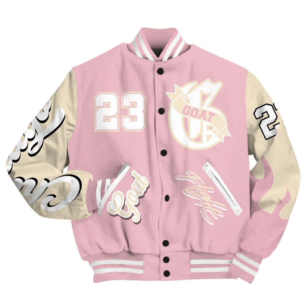 Varsity Jacket To Match Low OG Shy Pink 1s - The G.O.A.T Streetwear All Over Print