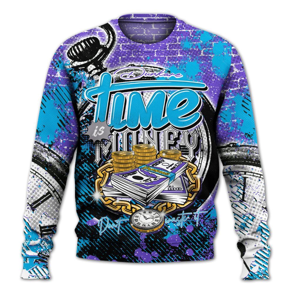 Sweatshirt To Match Retro Aqua 8s - Dirty Time Is Money All Over Print