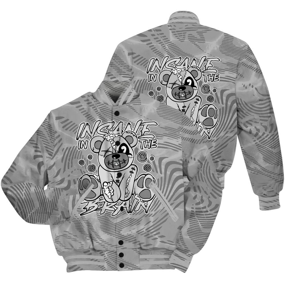 Varsity Jacket To Match Black Wolf Grey 12s Shirt - Insanes Bear Fume All Over Print