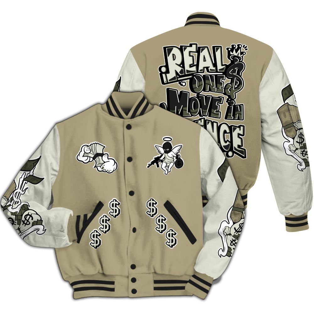 Varsity Jacket To Match Low OG Medium Olive 1s - Ones Move In Silence Graphic All Over Print