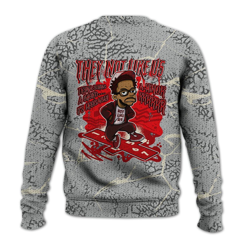 Knitted Sweater To Match Cement Grey 3s - Hopscotch Dislike Us Graphic Crack