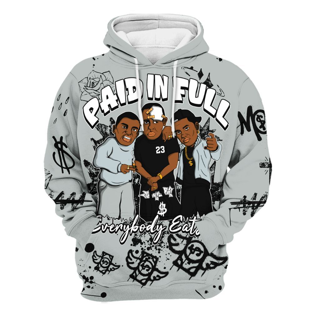 Hoodie To Match Black Wolf Grey 12s - Everybody Paid In Full Crayon All Over Print