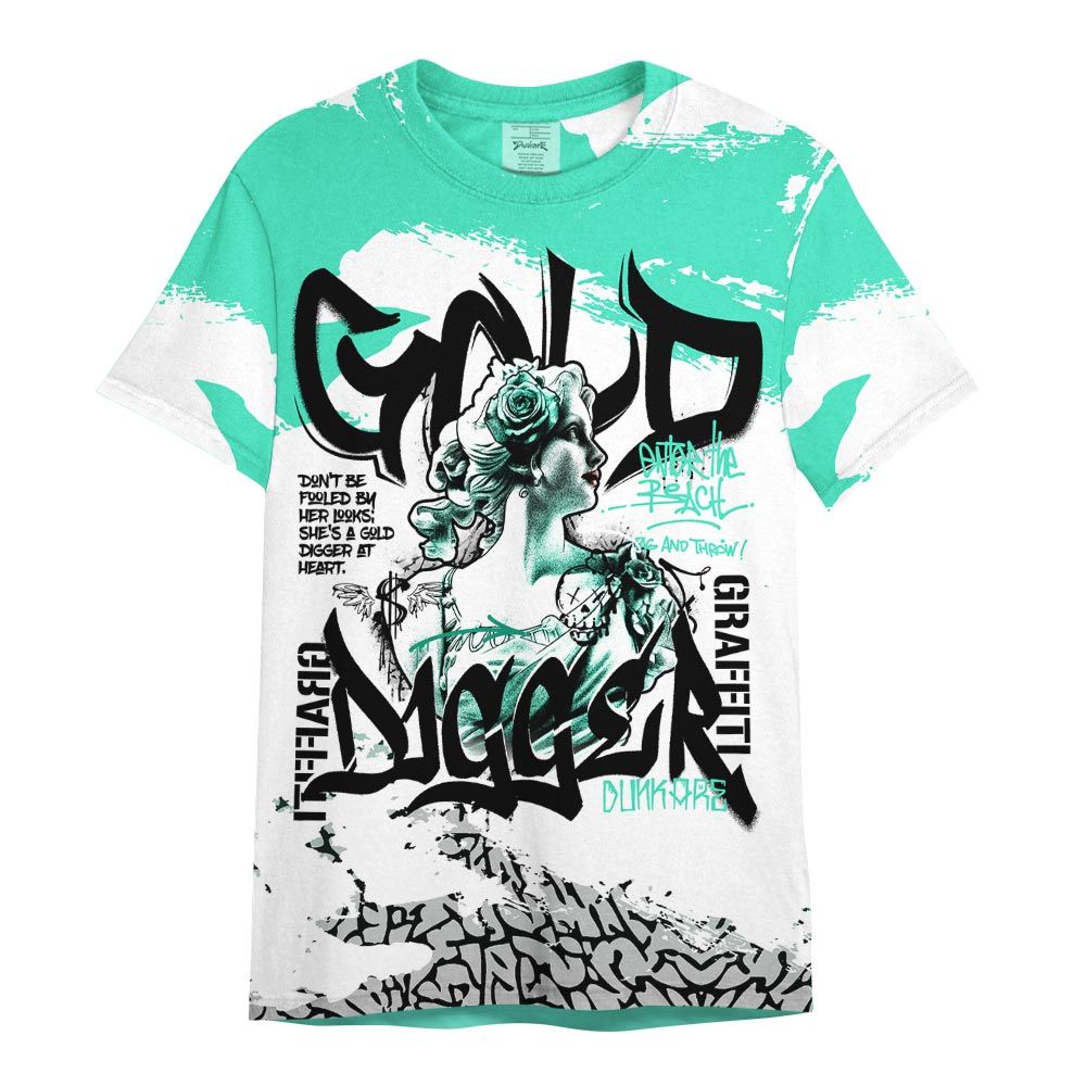 Shirt To Match Black Green Glow 3s - Gold Digger Retro Shirt Green Glow 3s Outfit