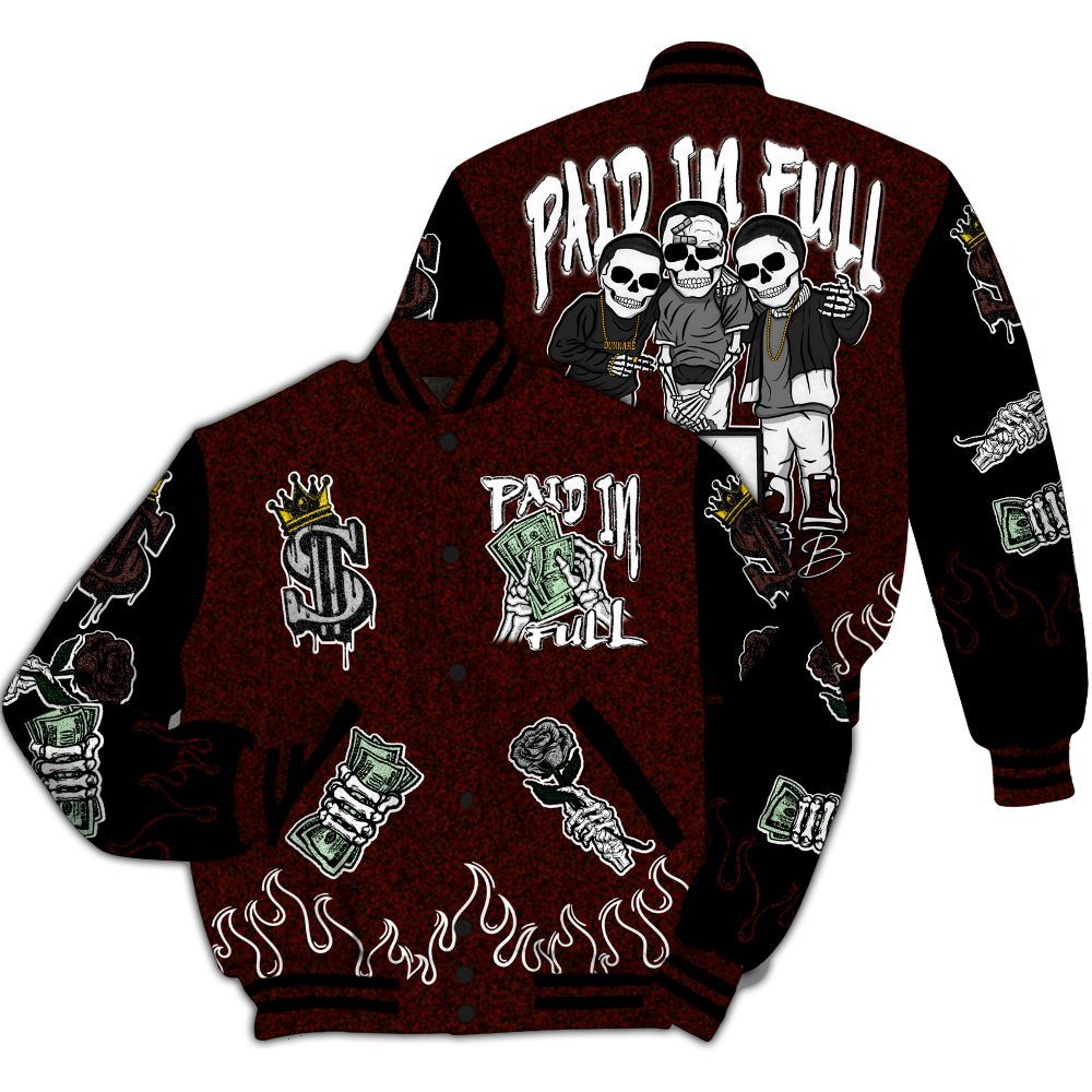 Varsity Jacket To Match Air Force 1 Low Halloween Skull 2024 - Fire Everybody Paid In All Over Print