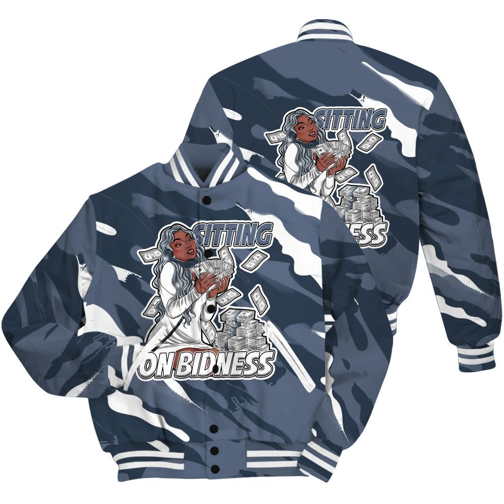 Varsity Jacket To Match Low Diffused Blue 11s Shirt - Bidness Colored All Over Print