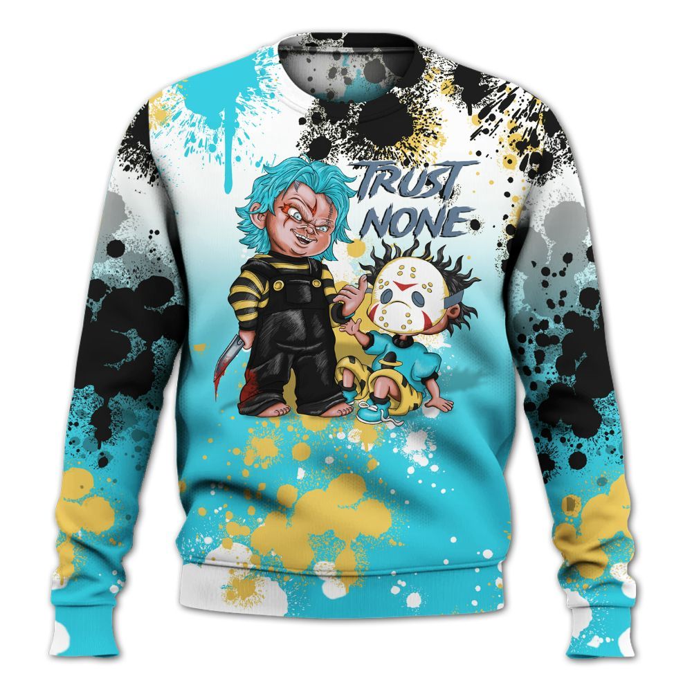 Sweatshirt To Match Retro Gamma Blue 11s - Trust No One Scary All Over Print
