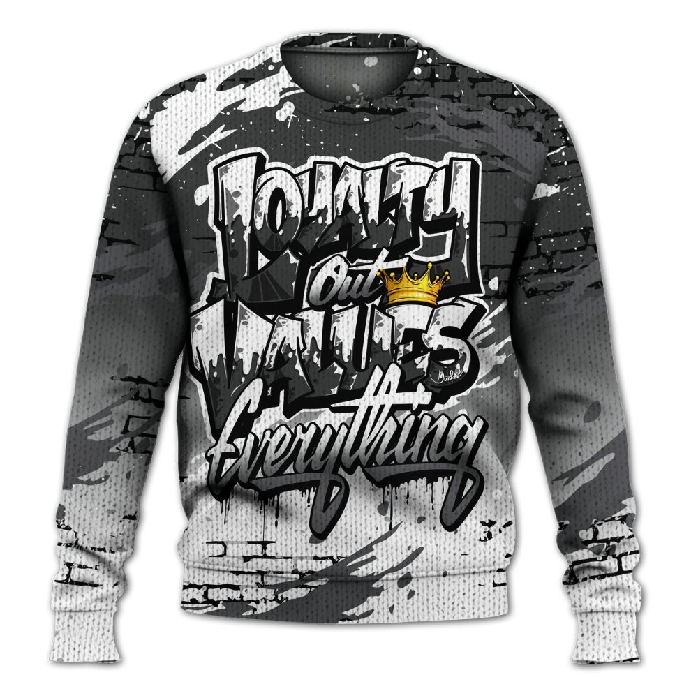 Knitted Sweater To Match White Thunder 4s - Values Of Loyalty Drip