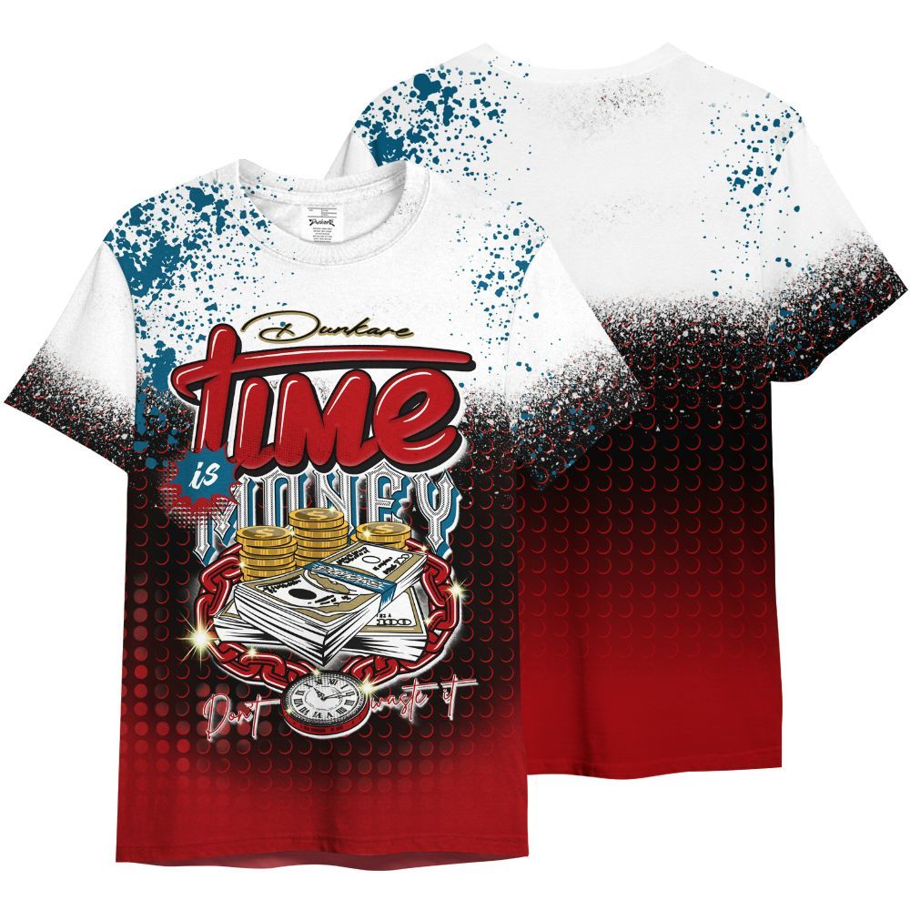 Shirt To Match OG Varsity Red 17s - Halftone Time Is Money All Over Print