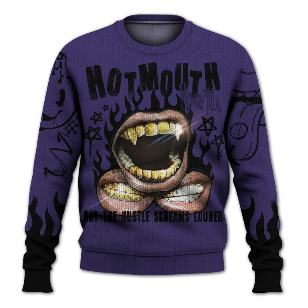 Knitted Sweater To Match Retro Court Purple 13s - Mouth Burning Street Style