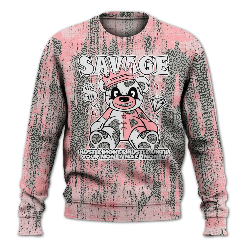 Sweatshirt To Match Retro Wings 3s - Savages Bear Glitch Art All Over Print