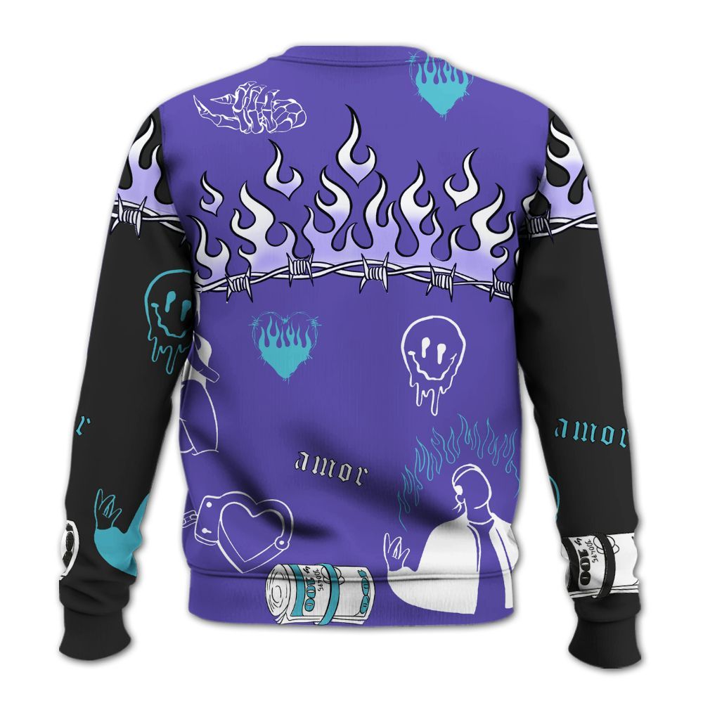 Sweatshirt To Match SB Dunk Low Purple Lagoon - Snake Trust No One All Over Print