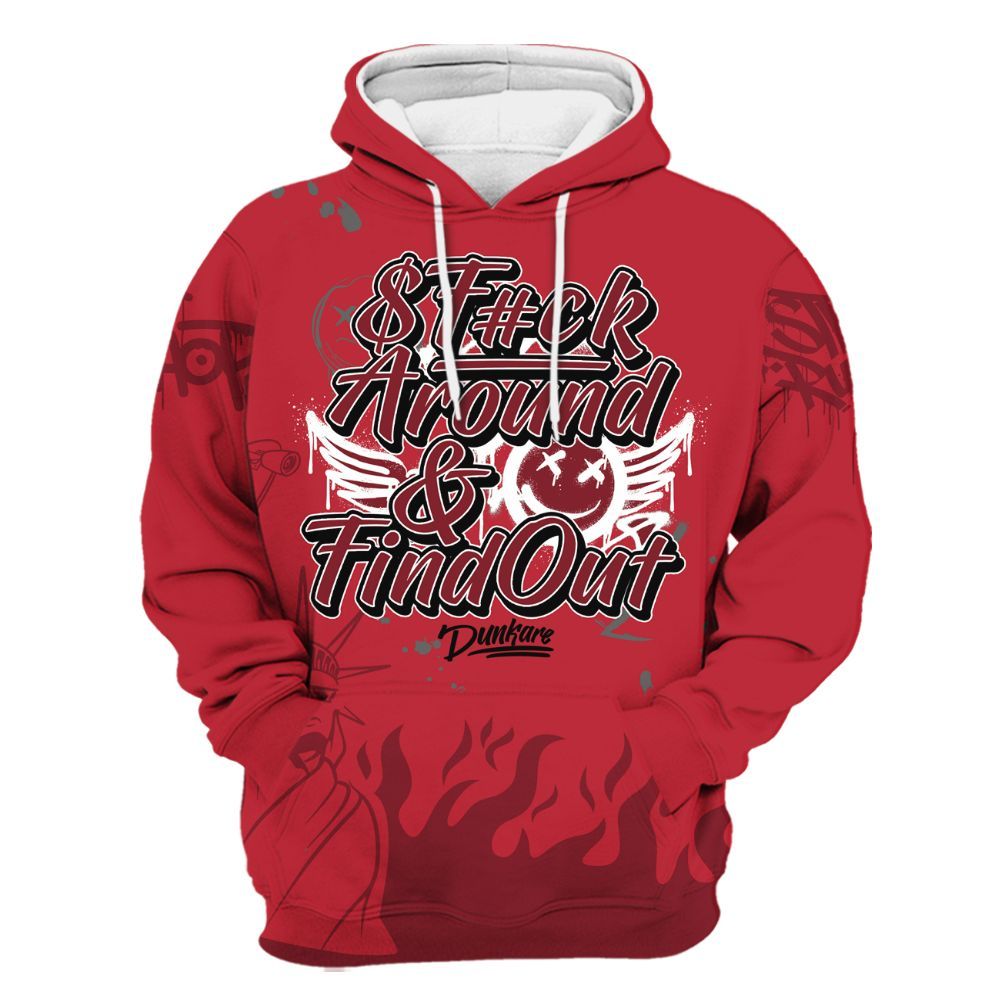 Hoodie To Match Red Flint 13s - Graphic Fck Around Find Out All Over Print