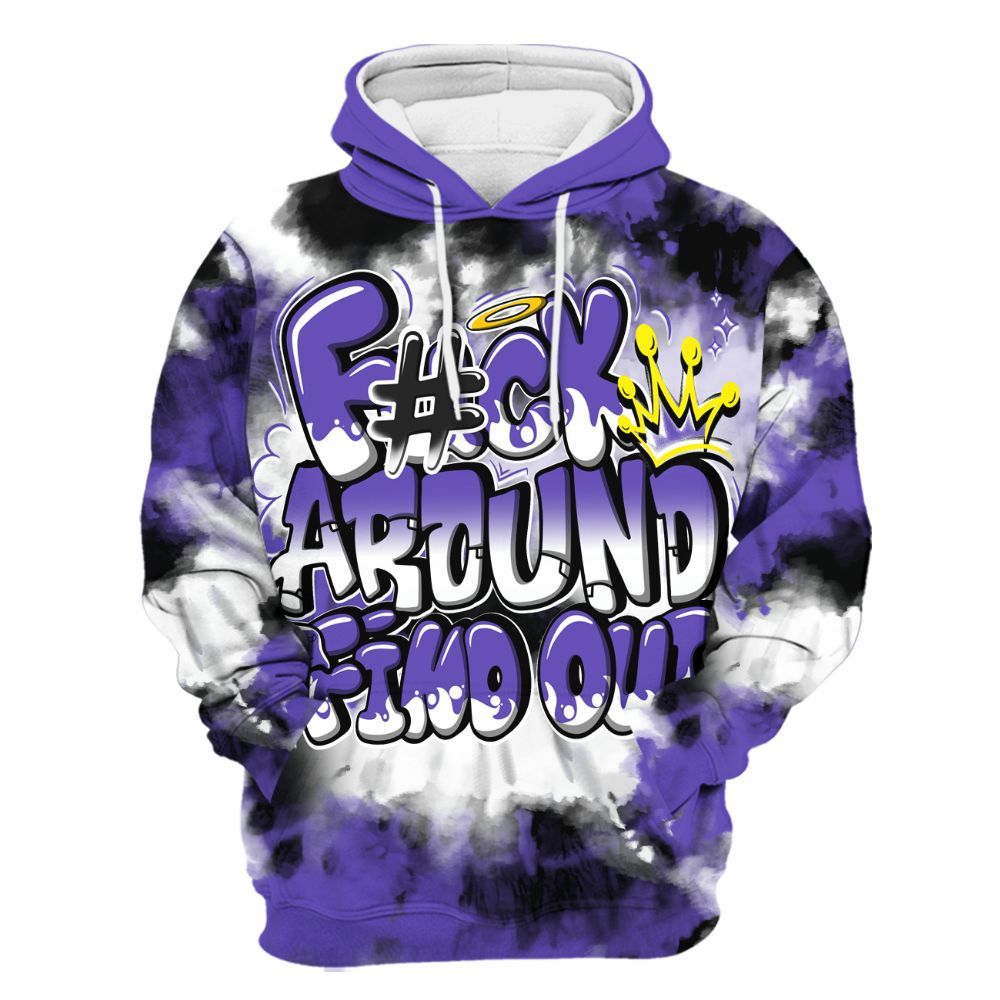 Hoodie To Match Field Purple 12s - Tie Dye FK Around Find Out All Over Print