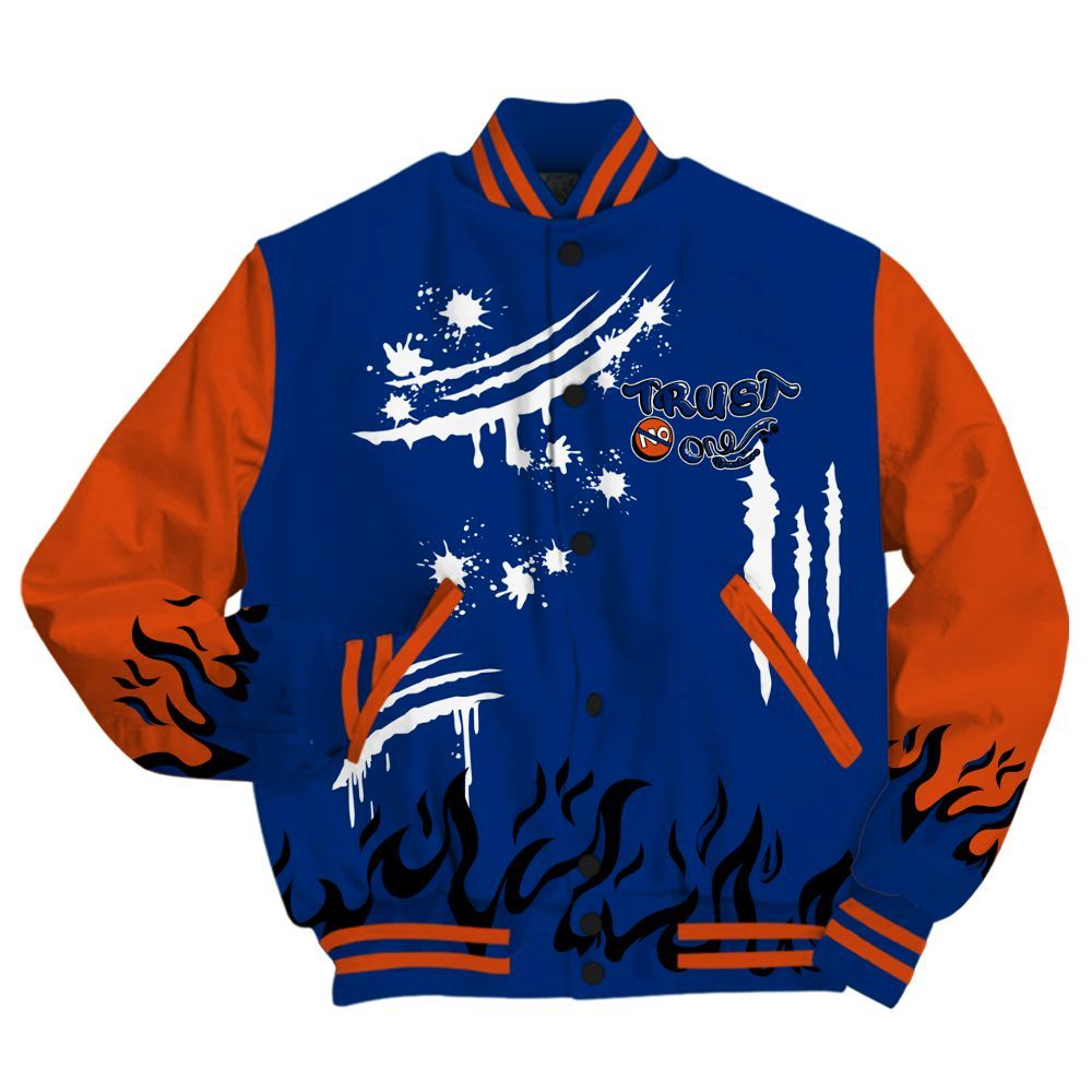 Varsity Jacket To Match Mid Knicks 1s - Graphic Trust No One All Over Print