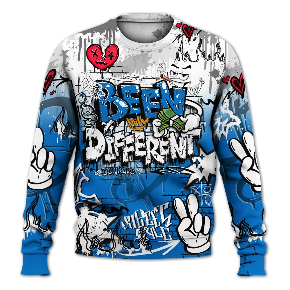 Sweatshirt To Match Blueberry 12s - Been Dif2erent Drip Graffiti All Over Print