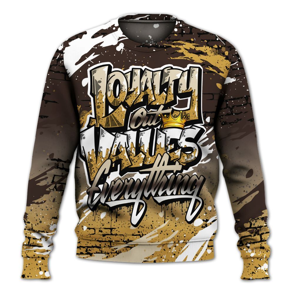 Sweatshirt To Match 2025 Retro Earth 5s - Values Of Loyalty Drip All Over Print