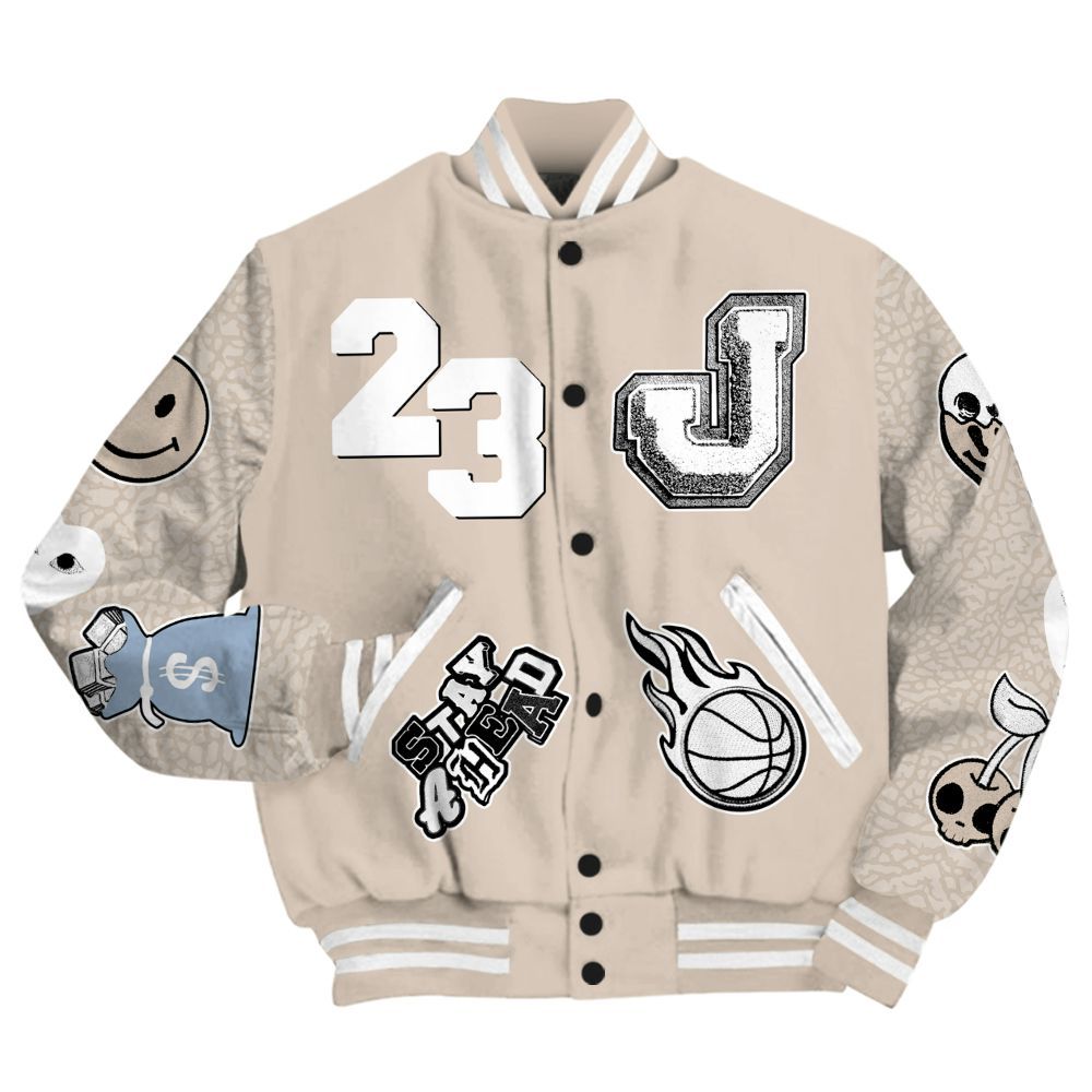 Varsity Jacket To Match Desert Sand 3s - Hustles Money Number 23 All Over Print