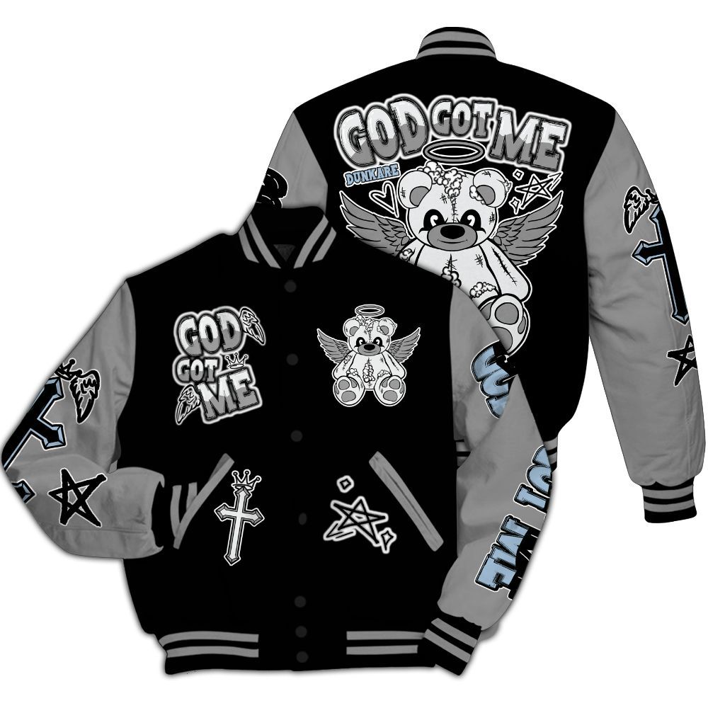 Varsity Jacket To Match Black Chrome 6s - Gods Guides Me Bear All Over Print