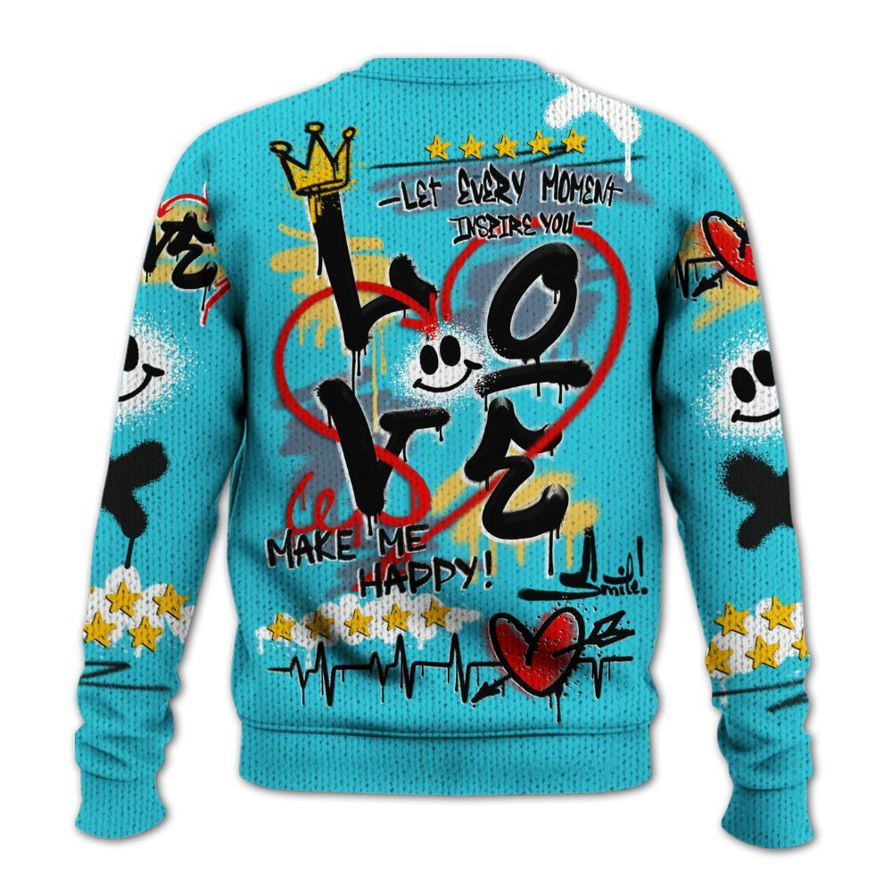 Sweater To Match Retro Gamma Blue 11s - Happy Love Beats Graffiti Streetwear Graphic