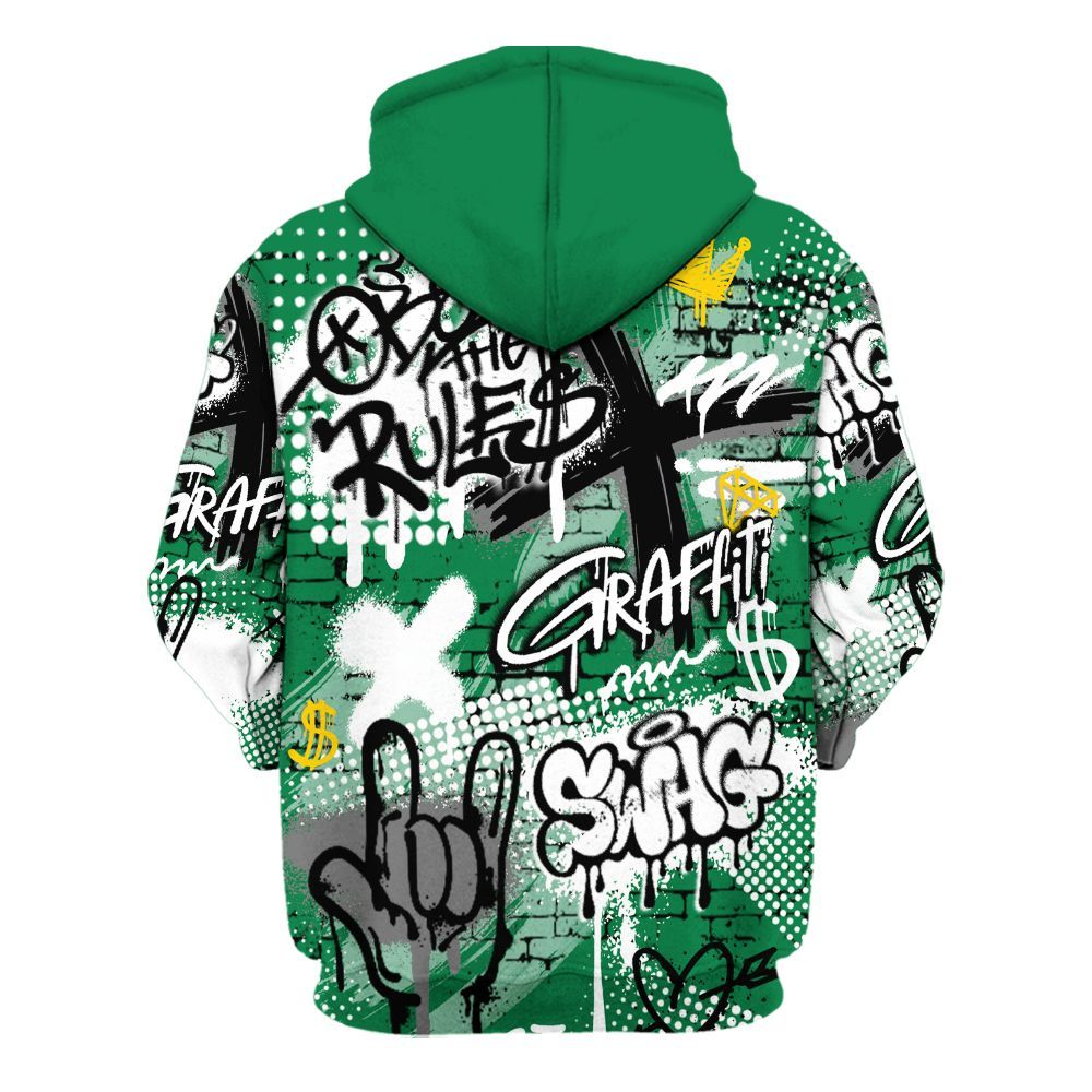 Hoodie To Match Pine Green 13s - True It Real Graffiti Streetwear All Over Print