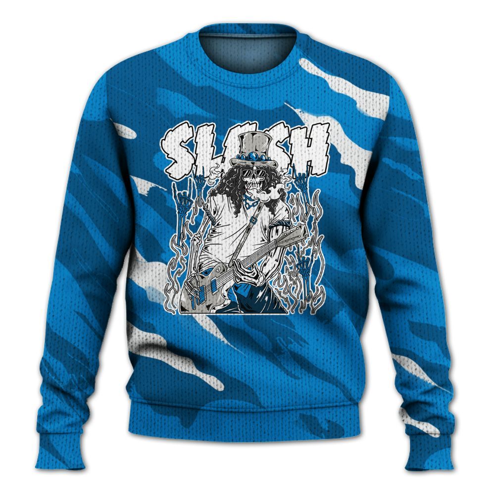 Knitted Sweater To Match Industrial Blue 4s - Slash Skeleton Colored