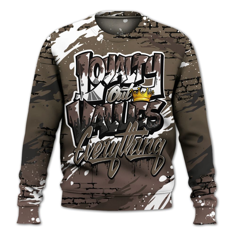Sweatshirt To Match AMM Dark Mocha 4s - Values Of Loyalty Drip All Over Print