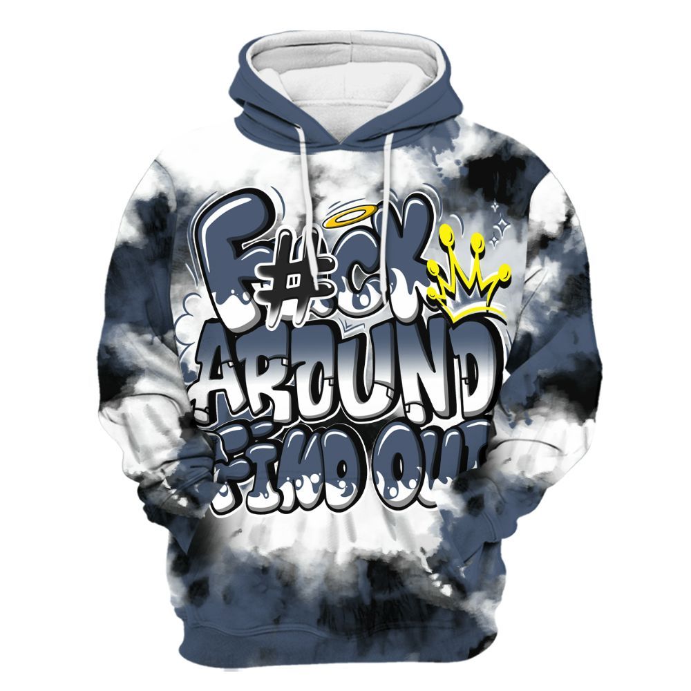 Hoodie To Match Low Diffused Blue 11s - Tie Dye FK Around Find Out All Over Print