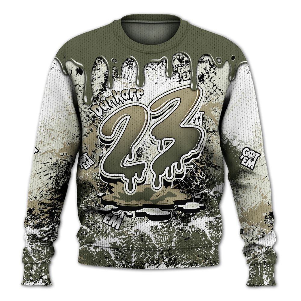 Sweater To Match Low OG Medium Olive 1s - Dripping 23 Drip Graphic