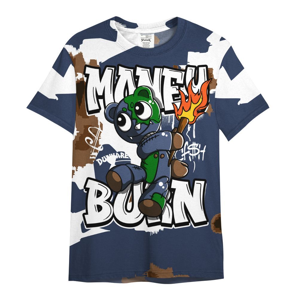 Shirt To Match Midnight Navy 13s - Money Burn Retro All Over Print