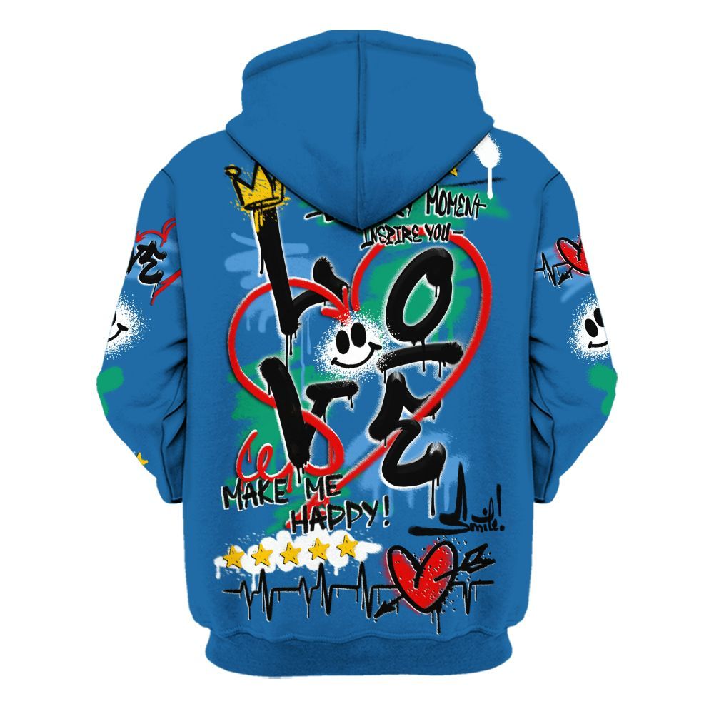 Hoodie To Match 95 Big Bubble Slate - Happy Love Beats Graffiti Streetwear All Over Print