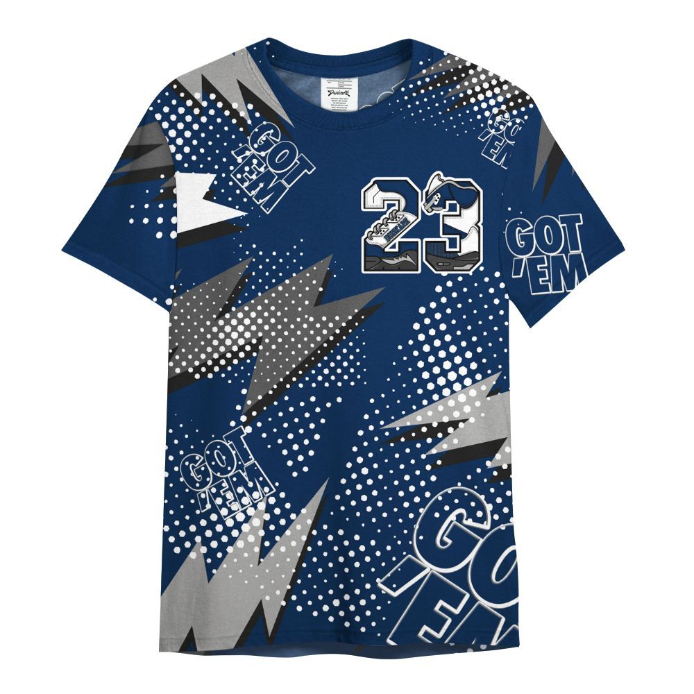 Shirt To Match SB White Navy 4s - Custom Name Number 23 5s All Over Print