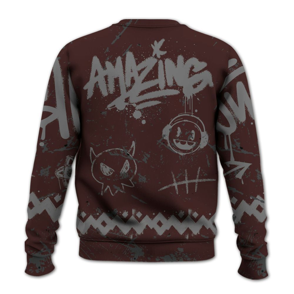 Sweatshirt To Match Burgundy 5s - Friday Sneaker Crayon All Over Print